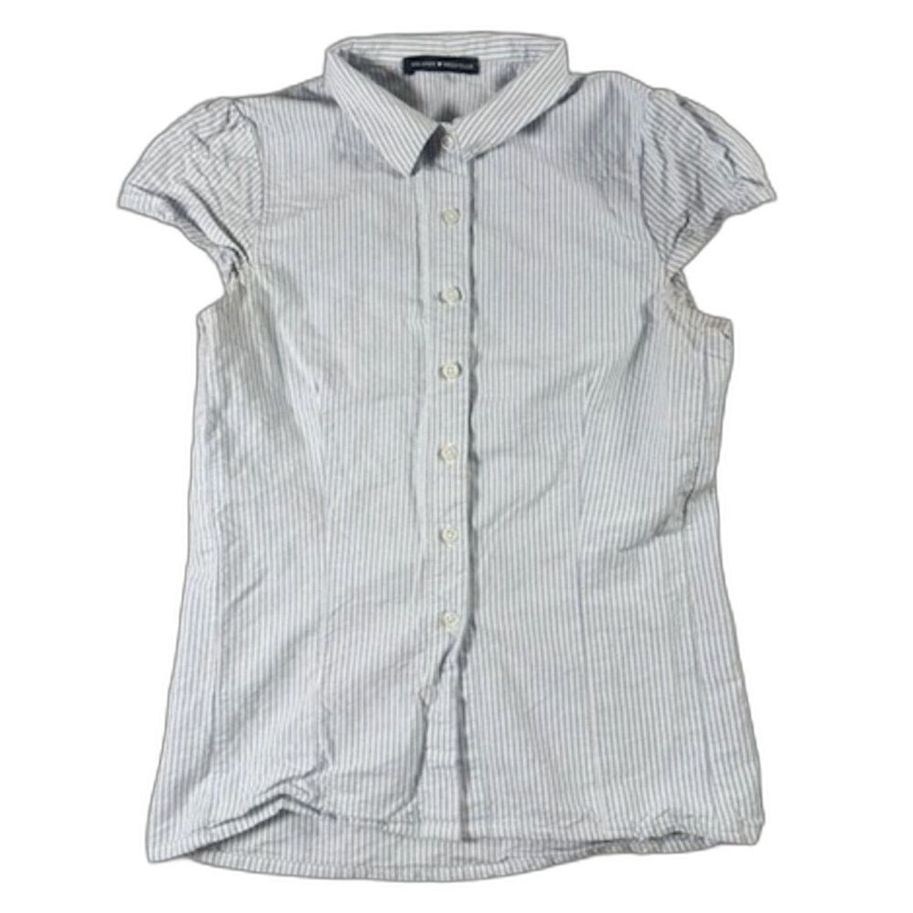 Brandy Melville Pinstripe Button Up Shirt Cap Sleeve Cotton Preppy Y2K